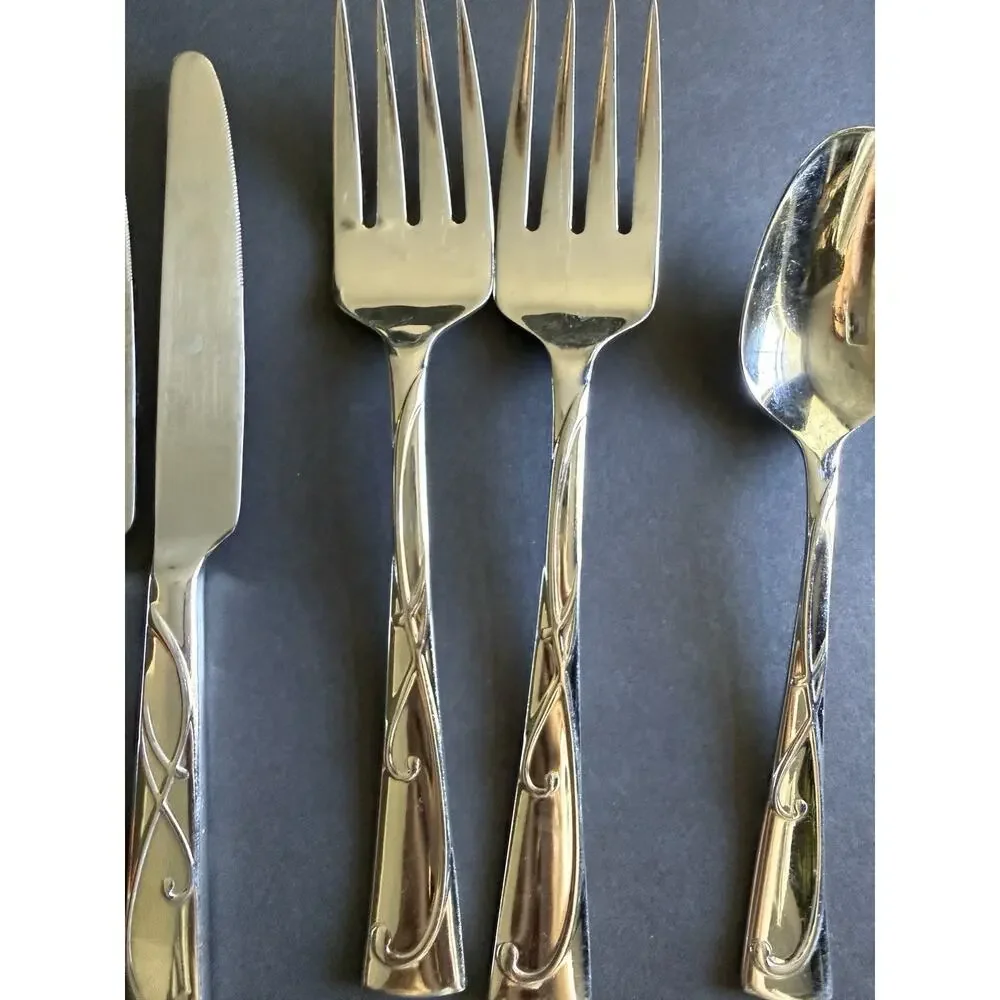 Towle 18/10 Stainless Arabesque Scroll Flatware 9 Pc Serving Lot